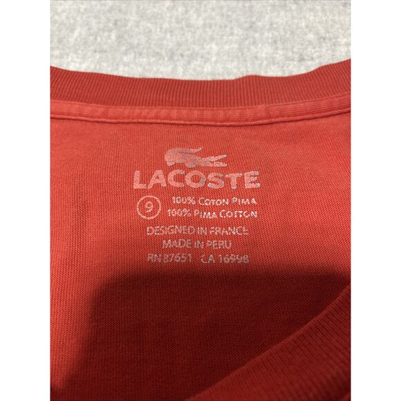 Lacoste T Shirt Mens 9 XXXXL Red Pima Cotton Minimalist Crew Tennis Preppy - Picture 4 of 10